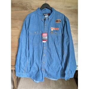 Wrangler Riggs Workwear Shirt Mens 2XT Blue Denim Room 2 Move Button Down NWT